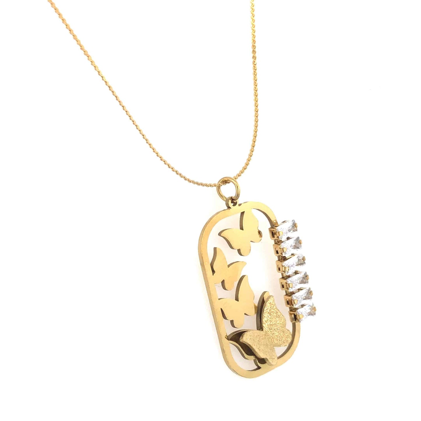 Zylver Butterfly Pendant Necklace with Crystal Bar for Women - Demi-Fine Collection