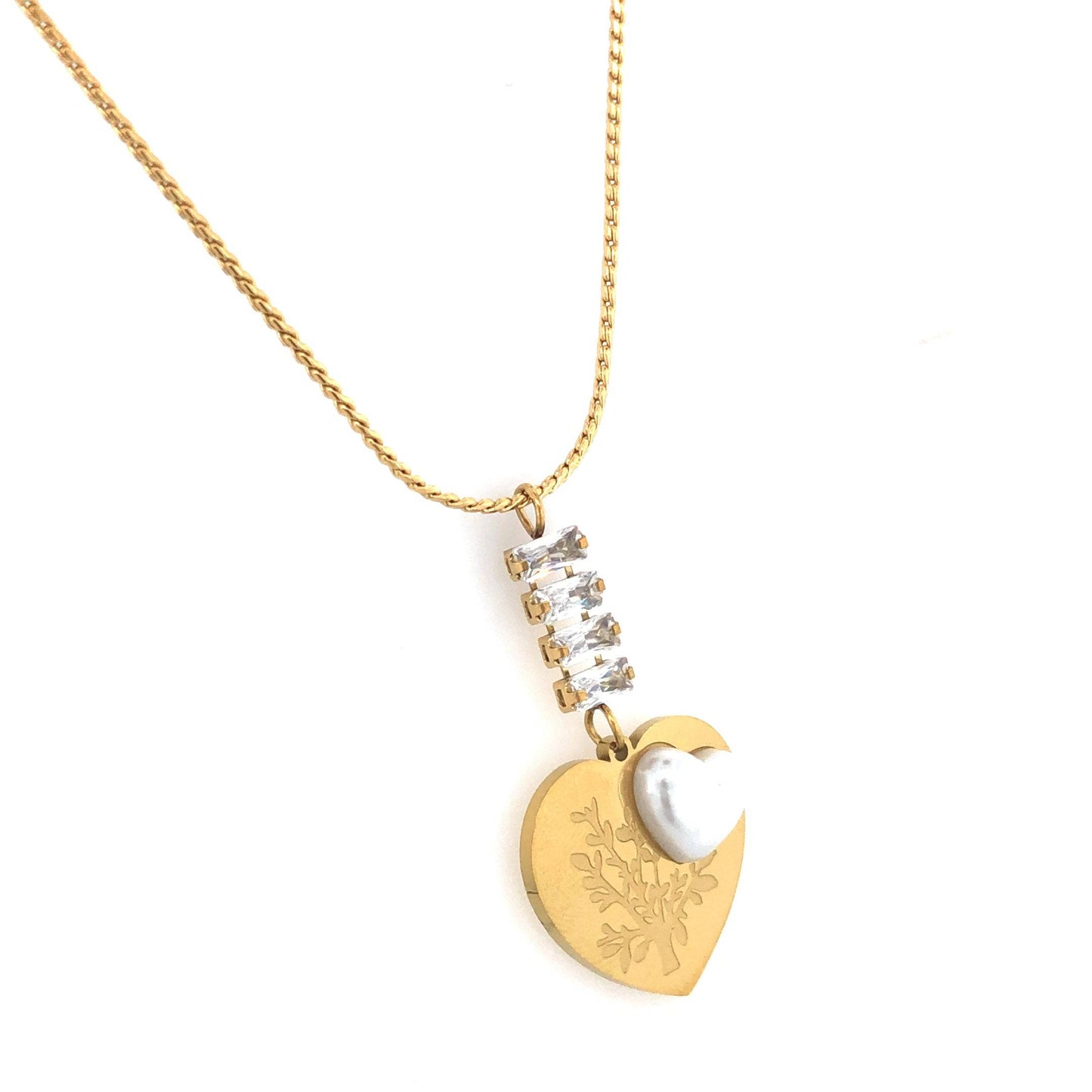 Zylver Double Heart Pendant Necklace with Crystal Accents for Women - Demi-Fine Collection