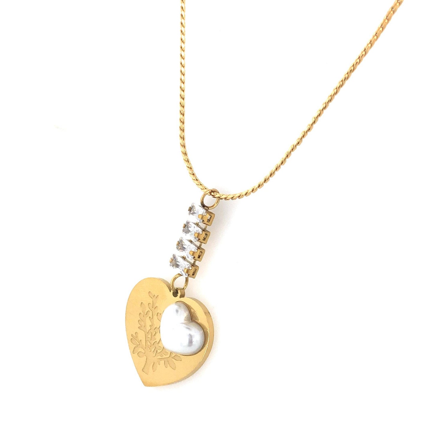 Zylver Double Heart Pendant Necklace with Crystal Accents for Women - Demi-Fine Collection