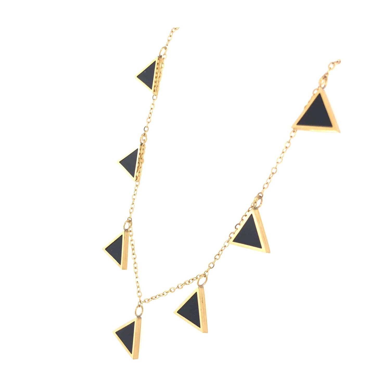 Zylver Geometric Triangle Necklace with Black Accents for Women - Demi-Fine Collection