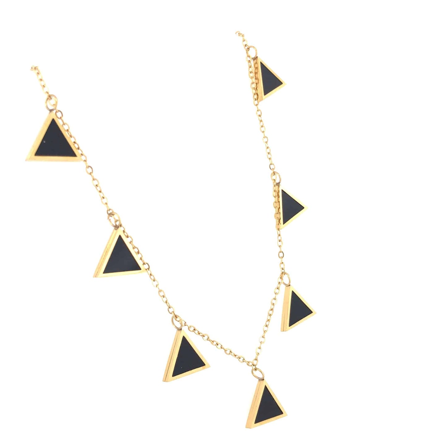 Zylver Geometric Triangle Necklace with Black Accents for Women - Demi-Fine Collection