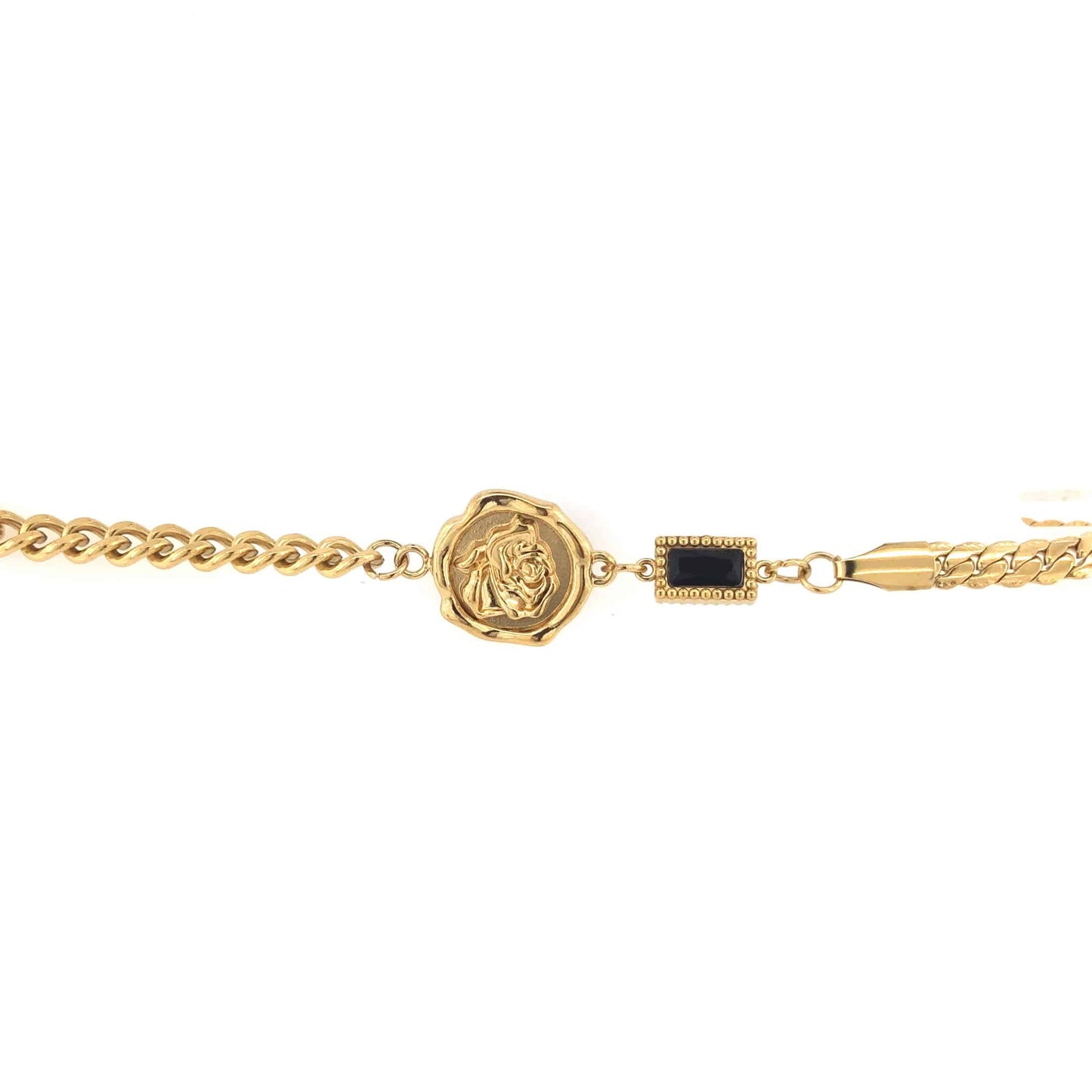 Zylver Lion Medallion Bracelet with Black Onyx for Men - Demi-Fine Collection