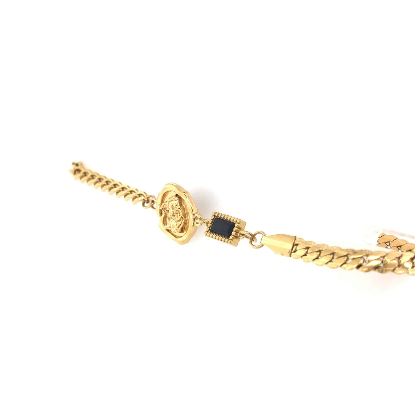Zylver Lion Medallion Bracelet with Black Onyx for Men - Demi-Fine Collection