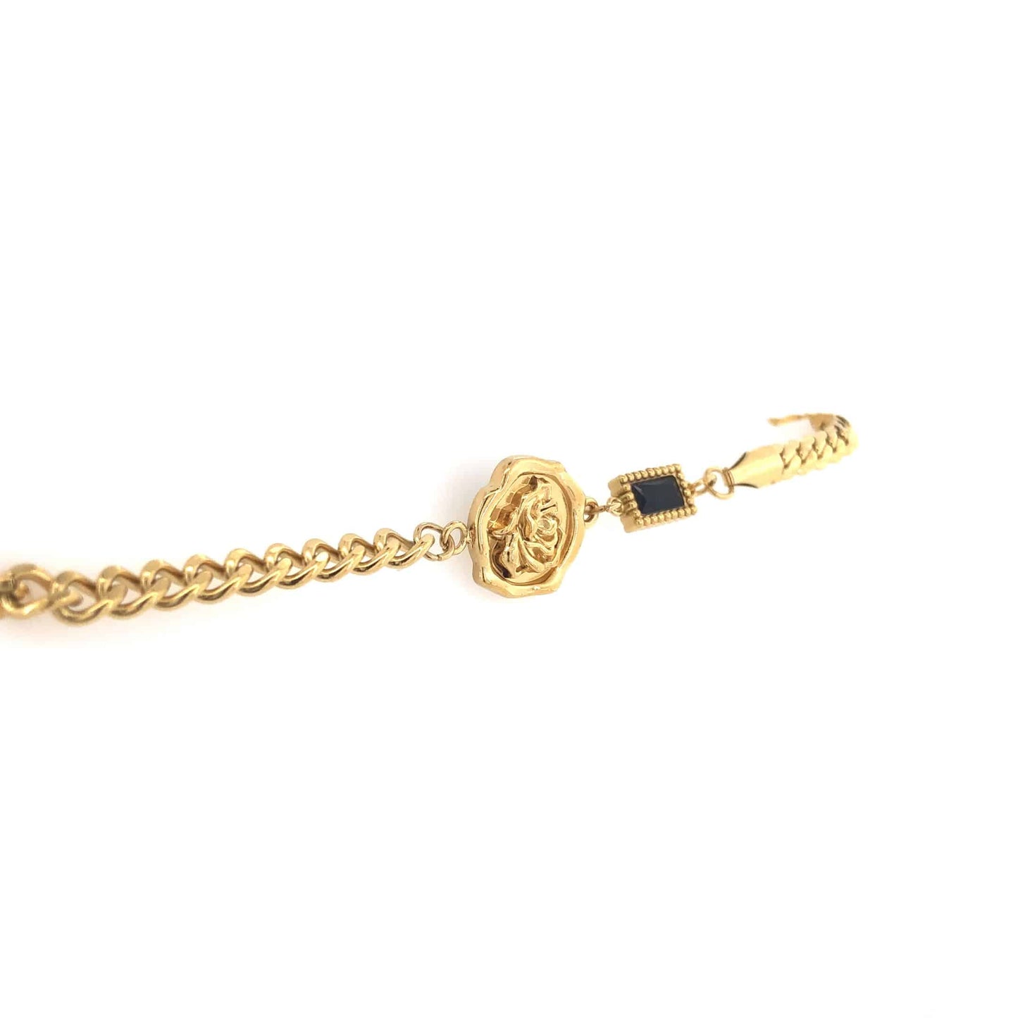 Zylver Lion Medallion Bracelet with Black Onyx for Men - Demi-Fine Collection