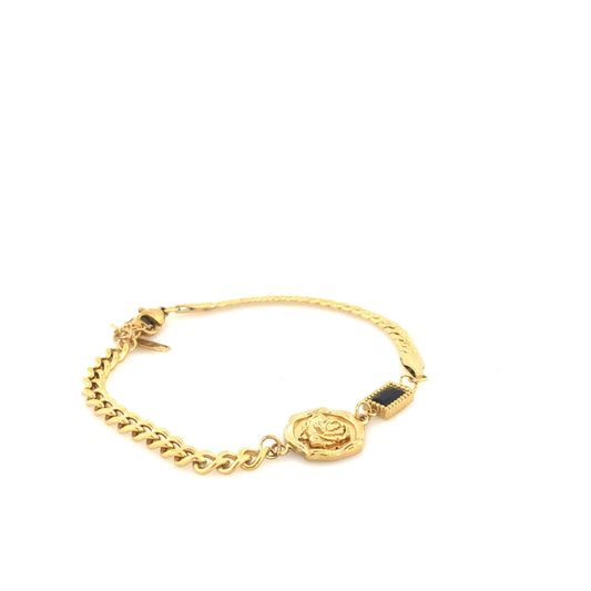 Zylver Lion Medallion Bracelet with Black Onyx for Men - Demi-Fine Collection