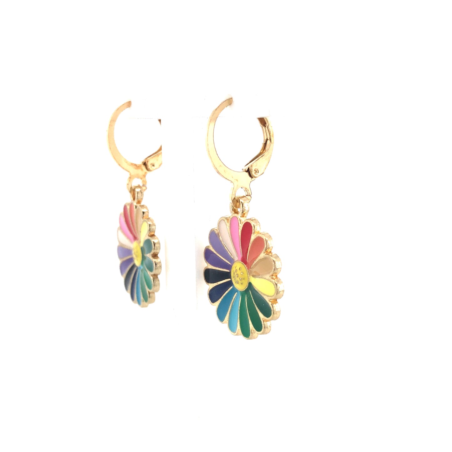 Zylver Rainbow Daisy Hoop Earrings for Women - Brass Monkey Collection