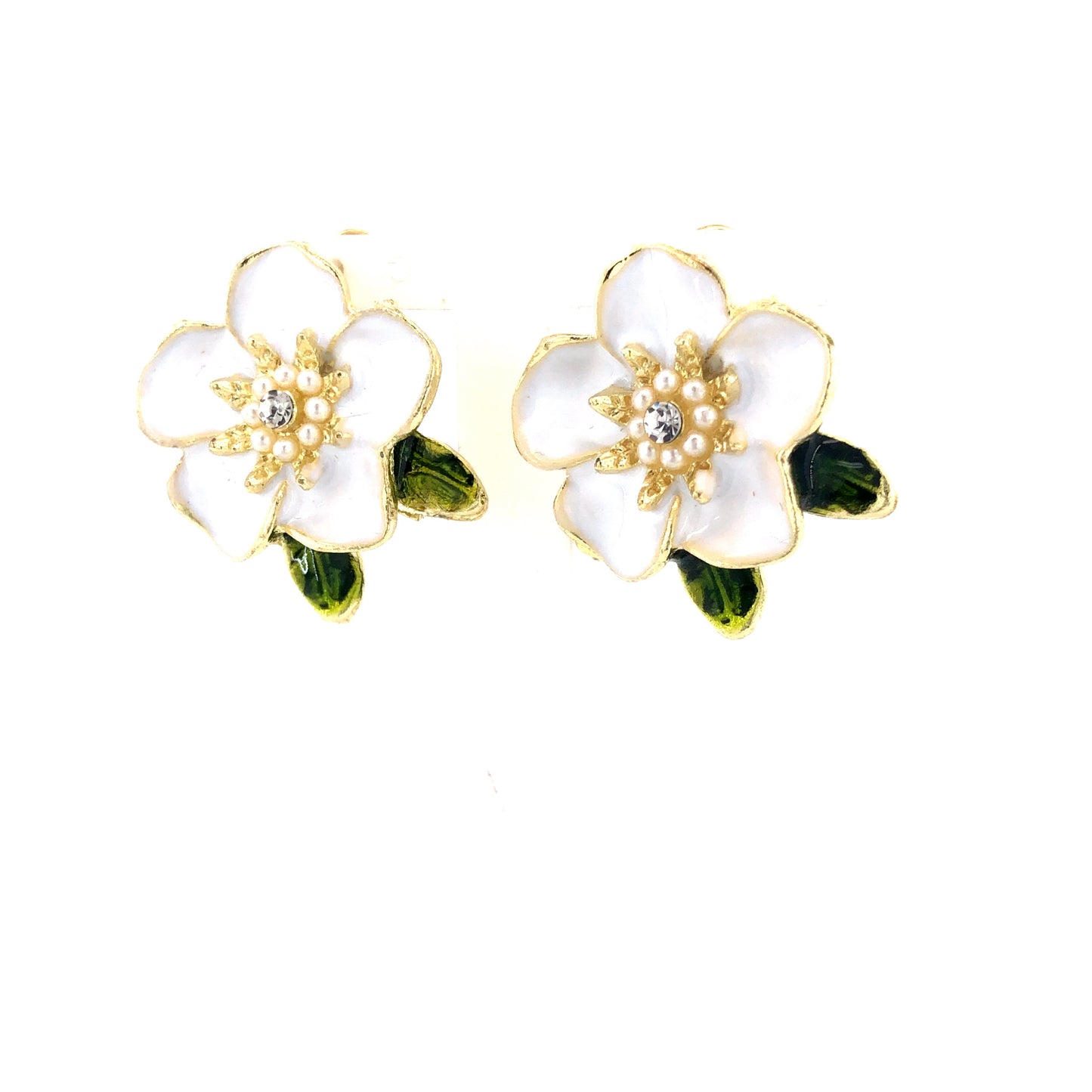 Zylver White Floral Stud Earrings for Women - Brass Monkey Collection