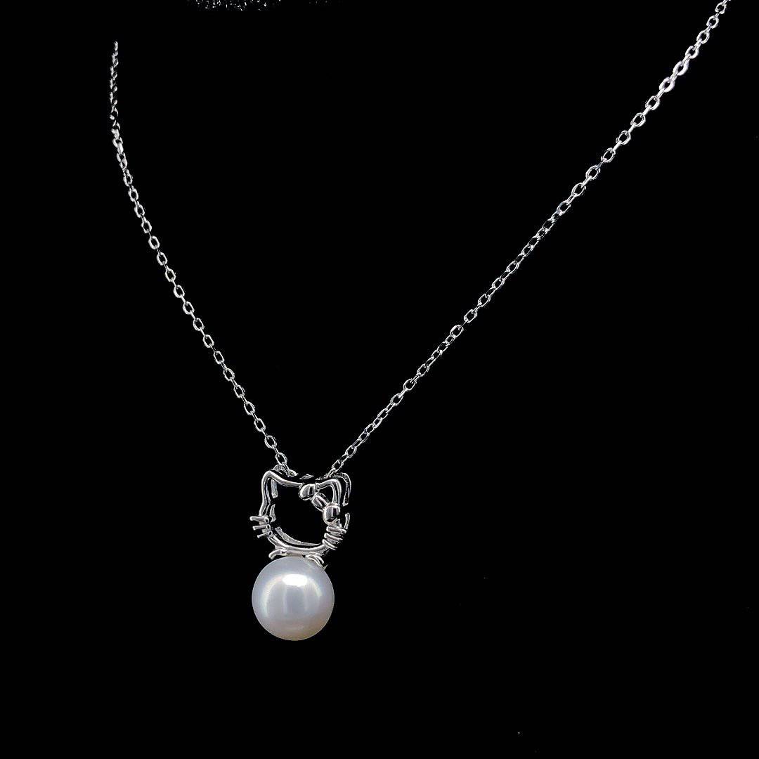 🐾 Cute Kitty Pearl Pendant Necklace 🐾 - ZYLVER.IN
