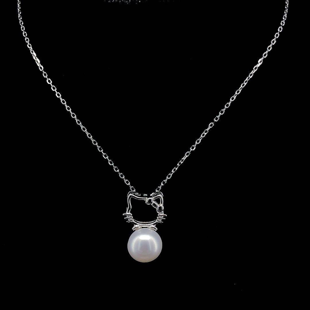 🐾 Cute Kitty Pearl Pendant Necklace 🐾 - ZYLVER.IN