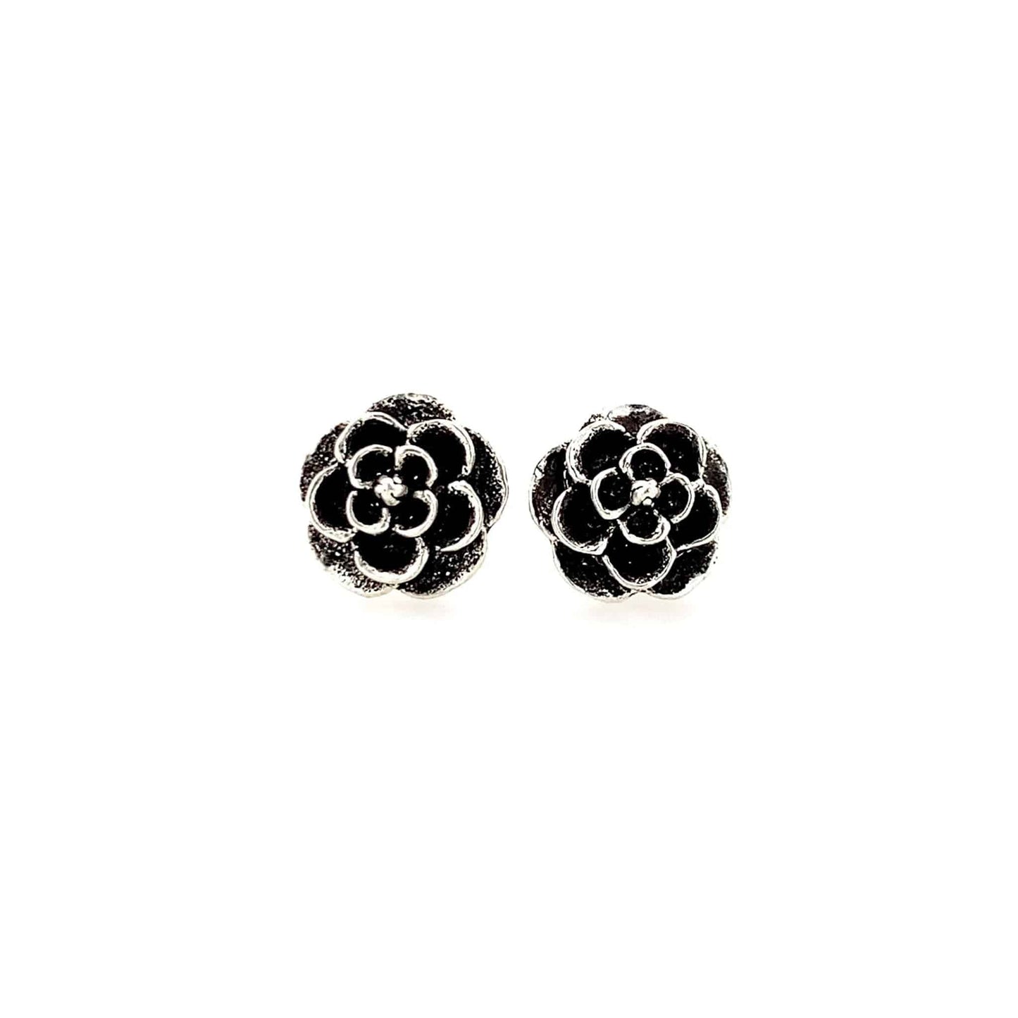🌹 Elegant Rose Oxidized Stud Earrings 🌹 - ZYLVER.IN