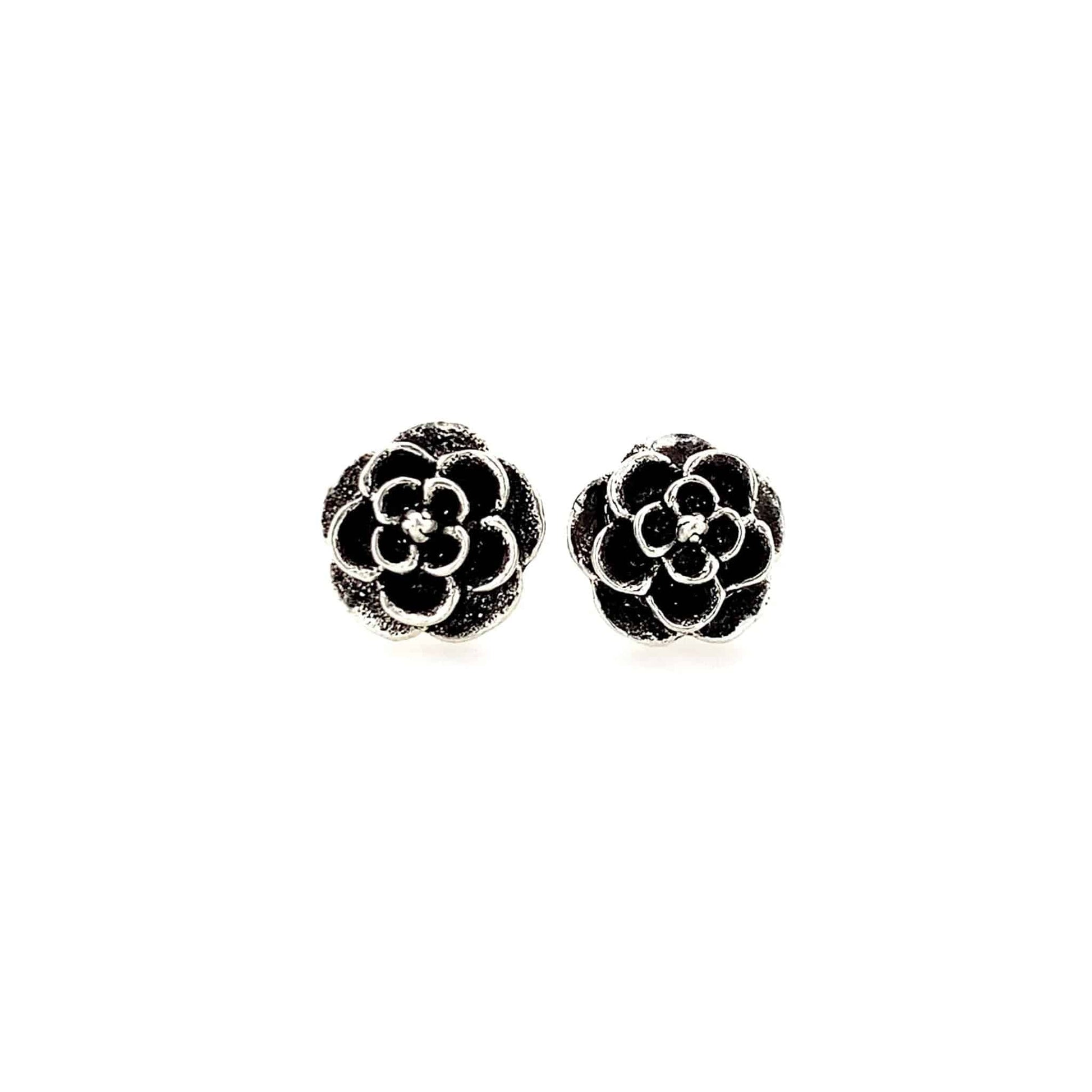 🌹 Elegant Rose Oxidized Stud Earrings 🌹 - ZYLVER.IN