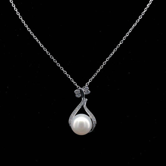 🌟 Graceful Pearl Teardrop Necklace with Crystal Accents 🌟 - ZYLVER.IN
