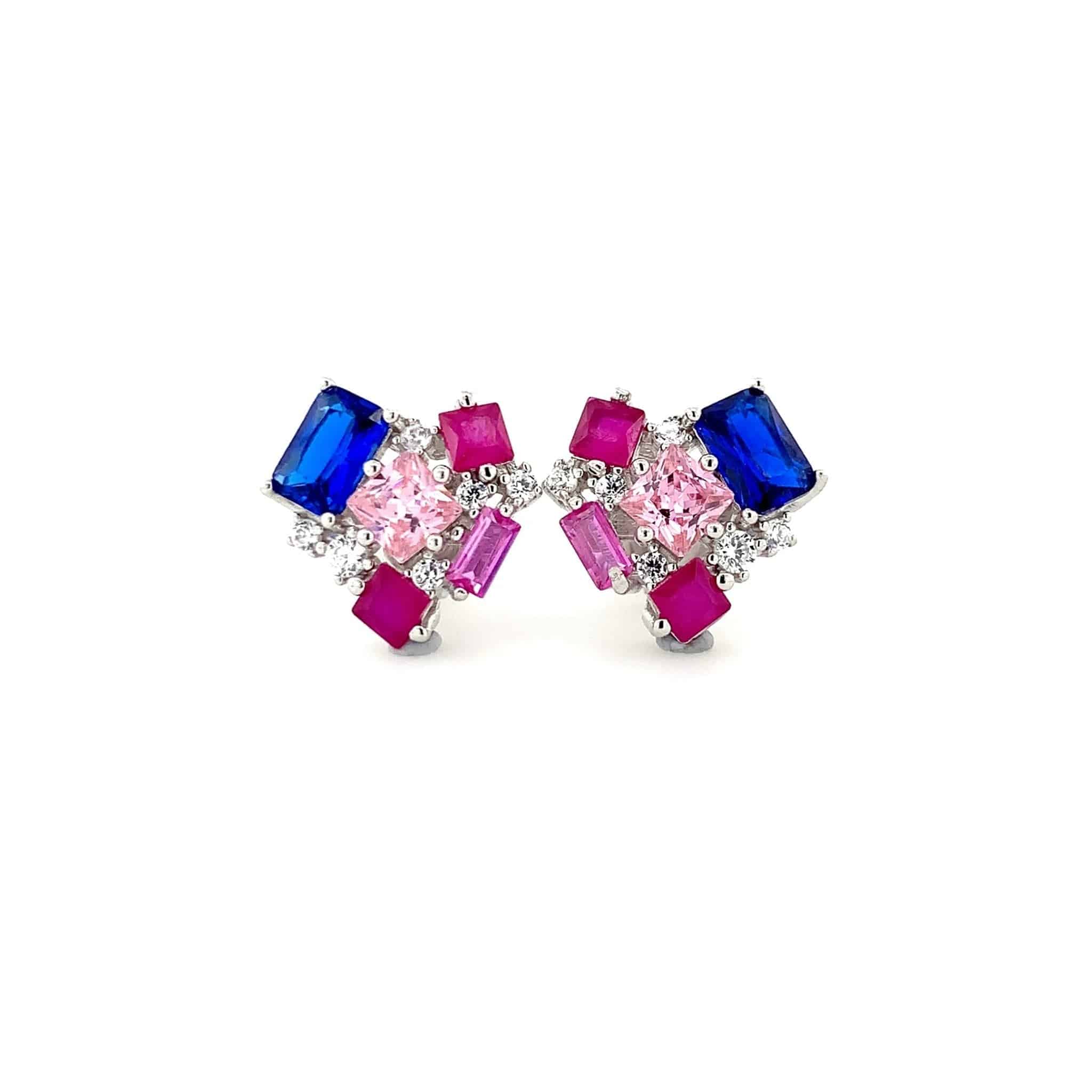 ✨ Kaleidoscope Gemstone Stud Earrings – Earlume by Zylver ✨ - ZYLVER.IN