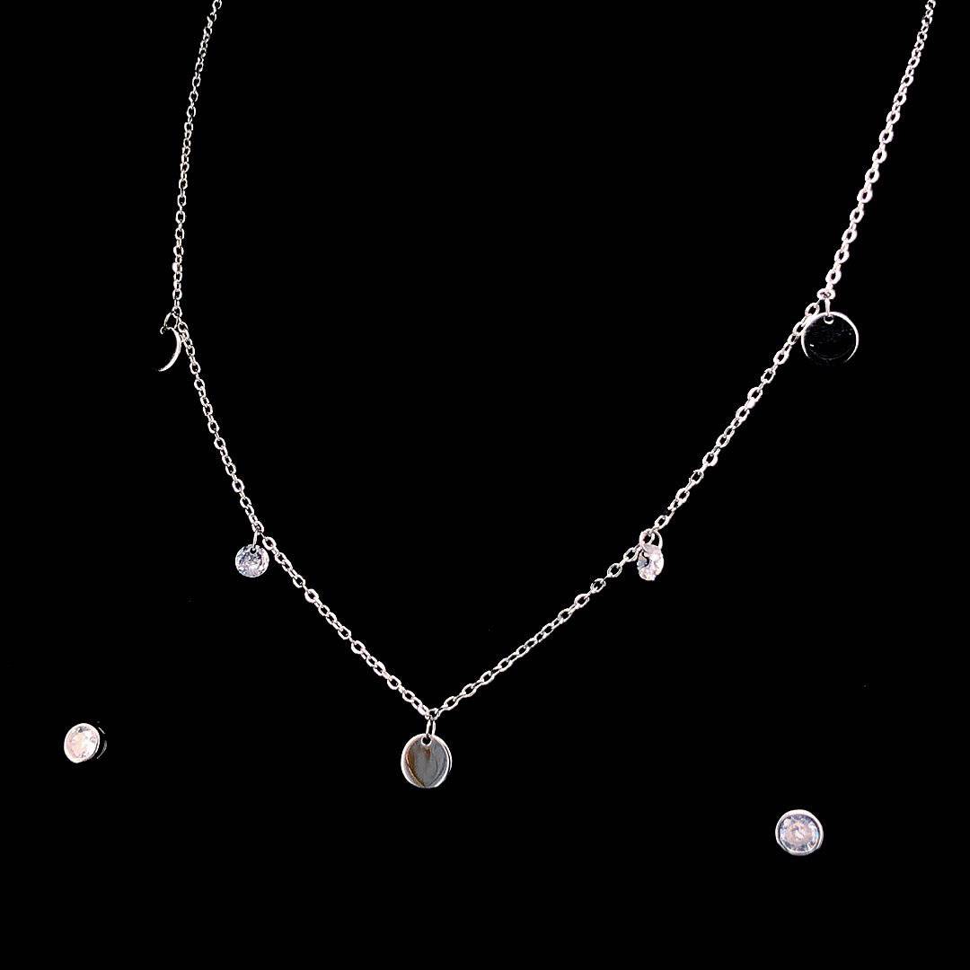 ✨ Minimalist Charm Necklace & Stud Earring Set ✨ - ZYLVER.IN