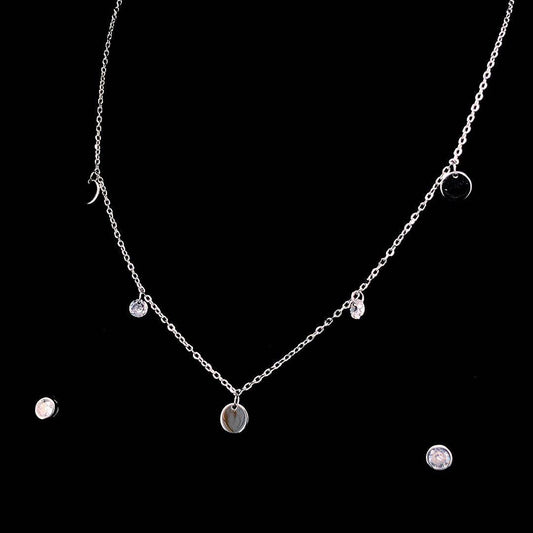 ✨ Minimalist Charm Necklace & Stud Earring Set ✨ - ZYLVER.IN