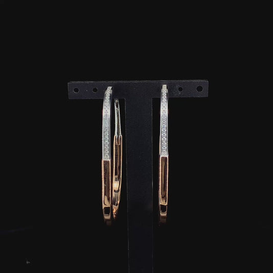 Zylver Two-Tone Hoop Earrings with Zircon Accents for Women - Sterling Silver Collection