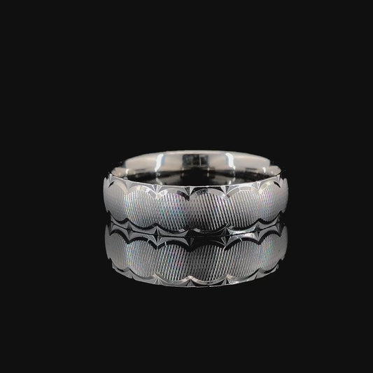 Zylver Engraved Wave Pattern Ring for Men - Sterling Silver Collection