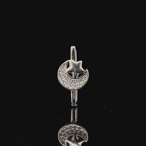 Zylver Moon and Star Watch Charm for Women - Sterling Silver Collection