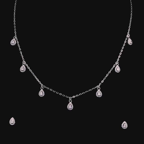 Zylver Teardrop Charm Necklace and Earring Set for Women - Sterling Silver Collection