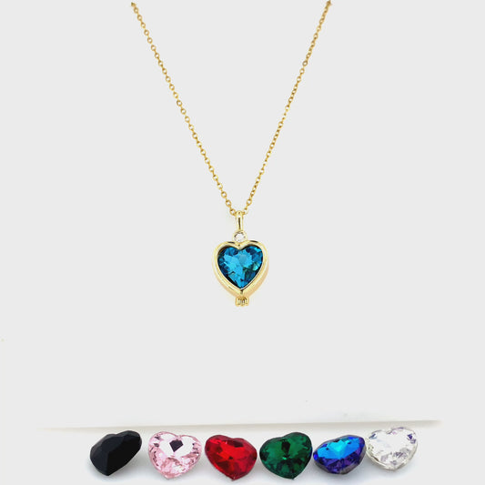 Zylver Heart Pendant Necklace with Changeable Stones for Women - Demi-Fine Collection