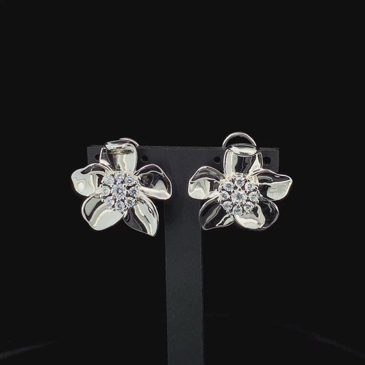 Zylver Floral Stud Earrings for Women - Sterling Silver Collection