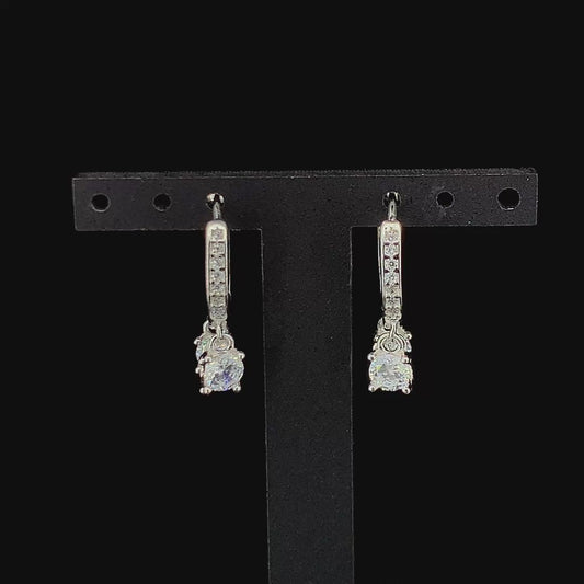 Zylver CZ Dangle Hoop Earrings for Women - Sterling Silver Collection