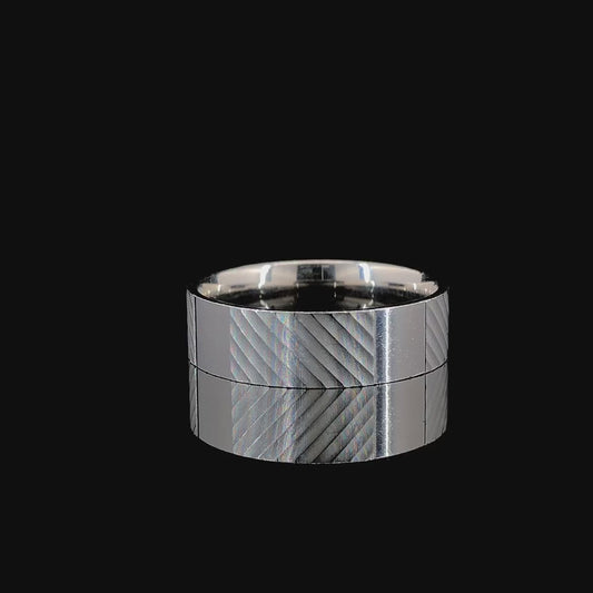 Zylver Diagonal Engraved Band Ring for Men - Sterling Silver Collection