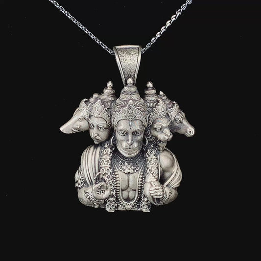 Zylver Panchmukhi Hanuman Pendant for Men - Sterling Silver Collection