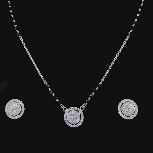 Zylver Sterling Silver Round CZ Mangalsutra Set