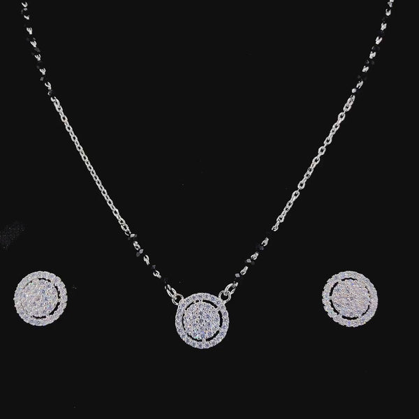 Zylver Sterling Silver Round CZ Mangalsutra Set