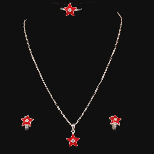 Zylver Red Star Jewelry Set for Children - Sterling Silver Collection