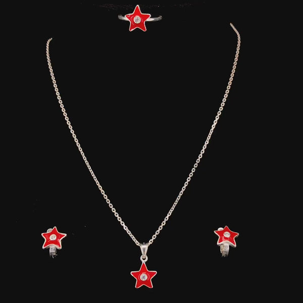 Zylver Red Star Jewelry Set for Children - Sterling Silver Collection