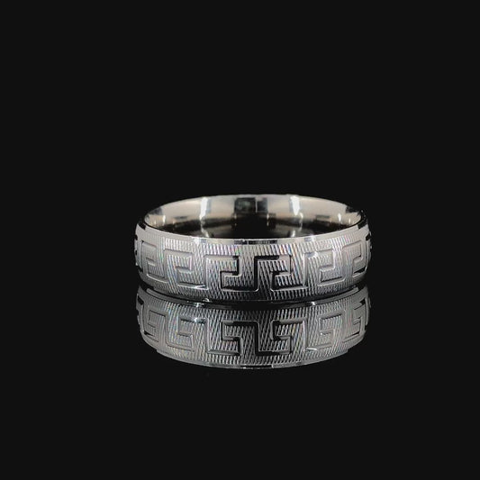 Zylver Greek Key Pattern Ring for Men - Sterling Silver Collection