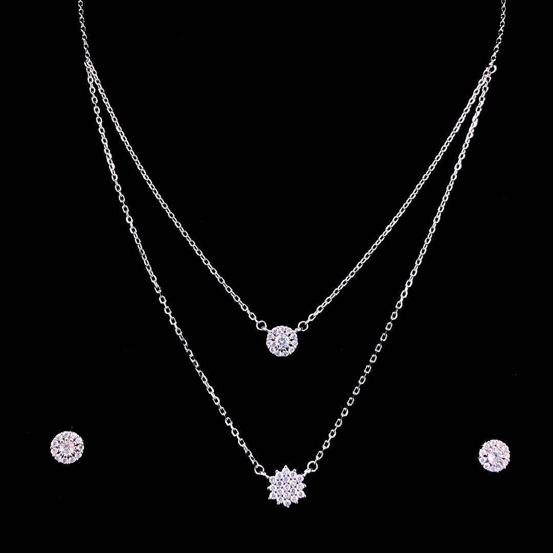✨ Radiant Layered Necklace & Stud Earring Set ✨ - ZYLVER.IN