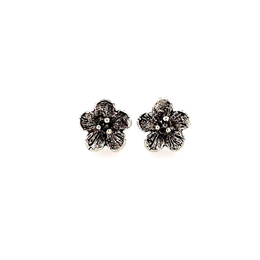 🌸 Rustic Floral Oxidized Stud Earrings 🌸 - ZYLVER.IN
