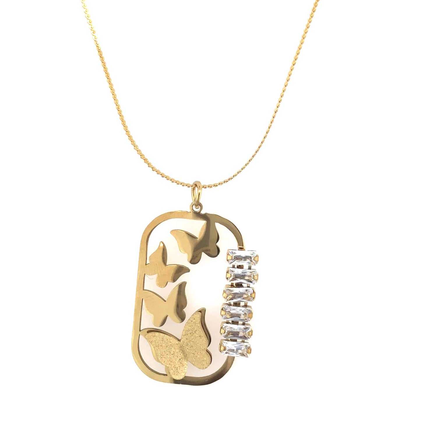 Zylver Butterfly Pendant Necklace with Crystal Bar for Women - Demi-Fine Collection