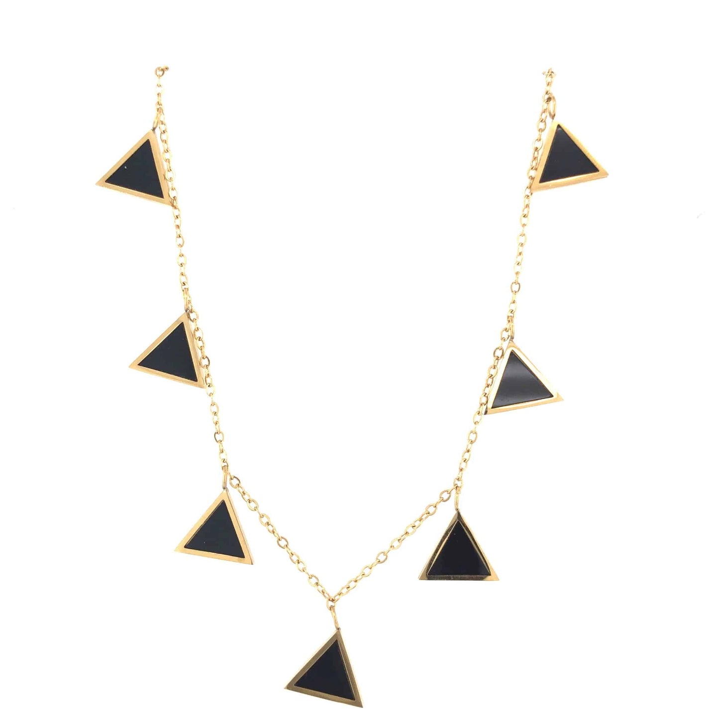 Zylver Geometric Triangle Necklace with Black Accents for Women - Demi-Fine Collection